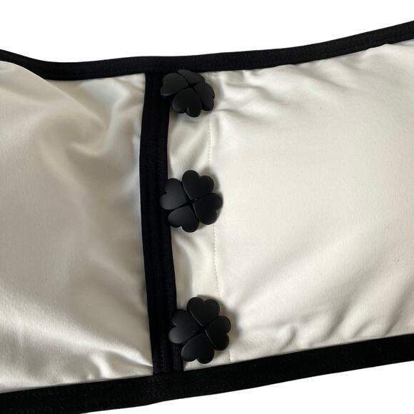 Kate Spade Contrast Trim Bandeau Bikini Swim Set NWTs Large Cream Ivory Black - Picture 3 of 10